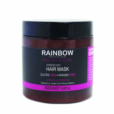 Rainbow Argan & Keratin Yıpranmış Saçlar için Onarıcı Bakım Saç Maskesi 500 ml